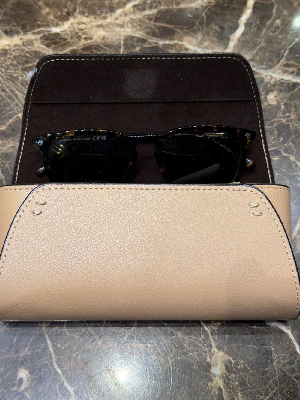 Tod's Tortoiseshell Sunglasses with Beige Leather Case